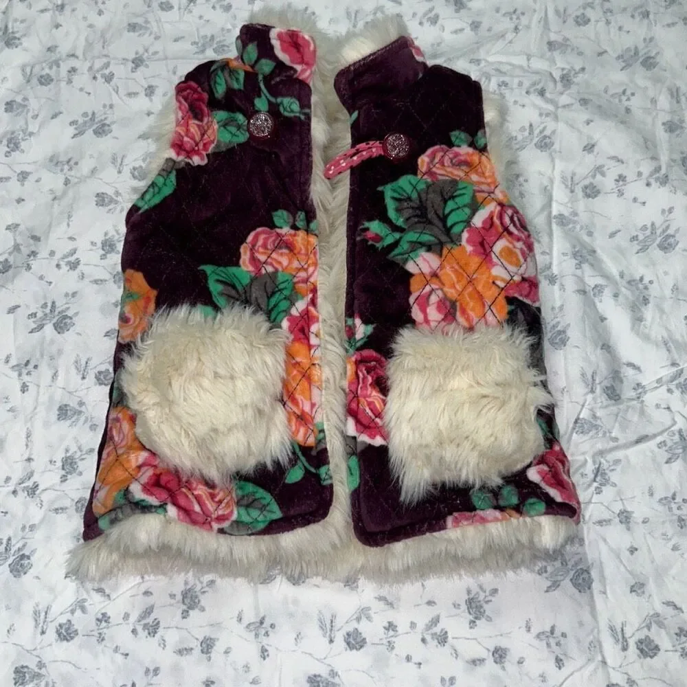 Matilda Jane Fur Floral Once Upon A Time Reversible vest 12-18